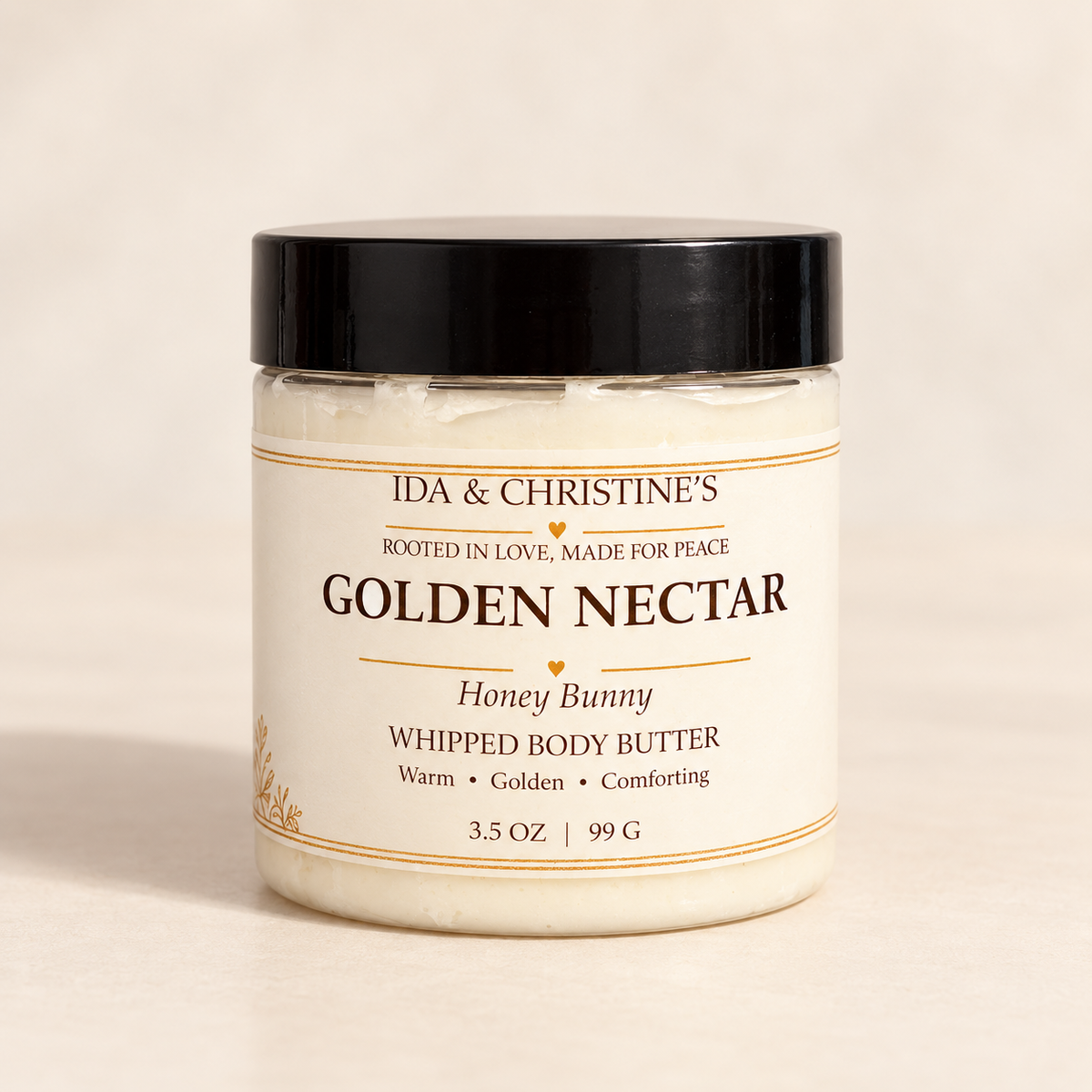 Golden Nectar 3.5 oz whipped body butter by Ida & Christine’s with Honey Bunny scent