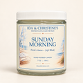 Sunday Morning 7 oz hand-poured candle with new Fresh Linens + Soft Musk label