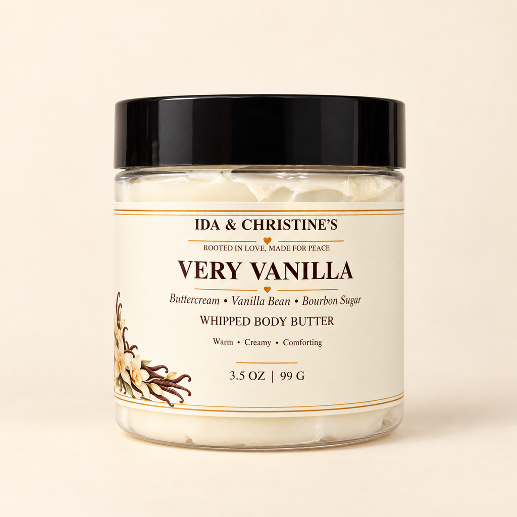 Very Vanilla 3.5 oz whipped body butter by Ida & Christine’s, buttercream, vanilla bean and bourbon sugar