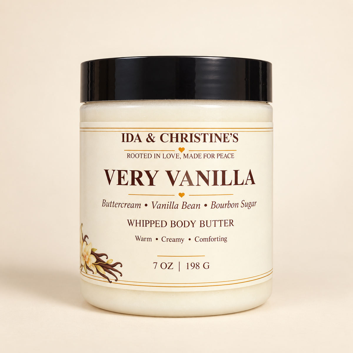 Very Vanilla 7 oz whipped body butter by Ida & Christine’s, buttercream, vanilla bean and bourbon sugar